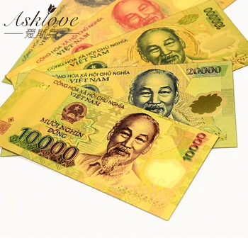 10pcs Vietnam 500000 VND Zlato, Bankovky 24K zlatou Fóliou Falošné Papierové Peniaze na Zber Suvenír VND Bankoviek Vzorky Falošné peniaze