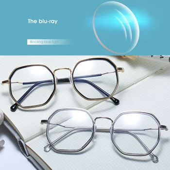Polygonálnym Anti Modré Svetlo Krátkozrakosť Okuliare Ženy Muži Móda Vintage Nearsighted Okuliare 0 -0.5 -1.0 -1.5 -2.0 -2.5 -3.0 -3.5
