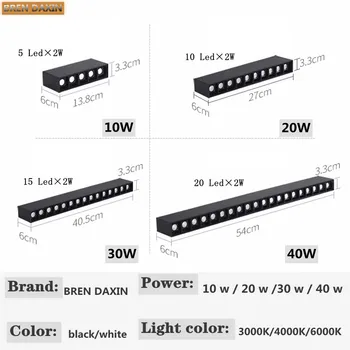 Stmievateľné Stropné svietidlo LED dole svetlo 10W20W30W 40W line svetelné pásy tvorivé lineárne pásky obývacia izba chodba svetlo