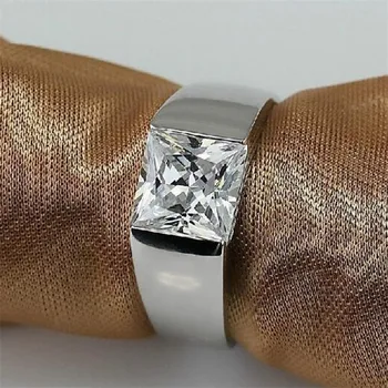 Pánske Večnosti 925 Sterling Silver Námestie Diamond Simulované CZ Kamenný Solitér Veľkosť Prsteňa 8-12