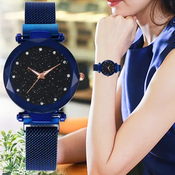 Luxusný Magnetická Hviezdne Nebo Hodinky pre Ženy, Crystal Quartz Analógové náramkové hodinky Pre Dámy Darček Hodiny