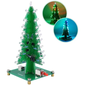 DIY Elektronické Vianočný Strom 3D Xmas Spájkovanie Praxe Elektronické Montáž Súpravy Projektu 7 Farieb Blikajúce LED PCB Spájky