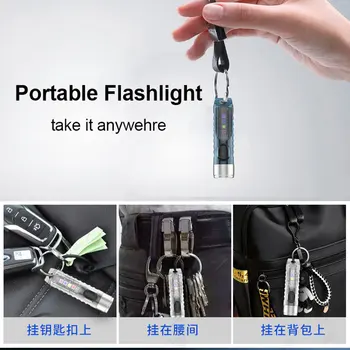 Prenosné LED Pracovné Svetlo Mini Baterka Keychain Vodotesný LED Svetlo Pocket Torch Lampa Nabíjateľná Baterka Vonkajšie Osvetlenie