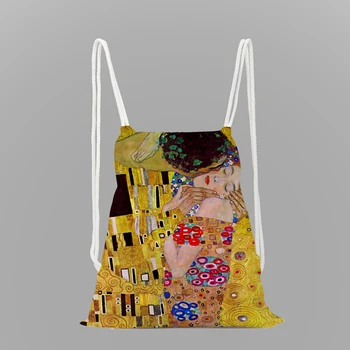 Umenie olejomaľba tlač školský batoh dievča šnúrkou taška taška lano lady cestovný batoh
