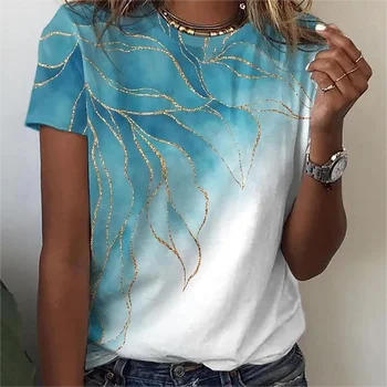 HUDBA TRIČKO Sexi Fashion T-shirt Dámy 2022 Nové Letné Voľné Žien Kvetinový Tlač XL Top 3D Vytlačené Abstraktné Vzor Krásne