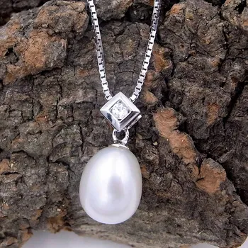 Sladkovodné perly, striebro prívesok Náhrdelník s 18-palcové poľa reťazca pearl 8-8.5 mm čistého striebra 925 jemné šperky, darček pre Milovníkov