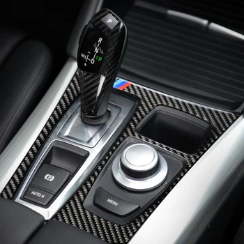 Interiér Carbon fiber Výstroj Ovládací Panel Držiak Rámu Orezania auto Nálepky Na BMW X5 X6 E70 E71 na obdobie 2008-2013 LHD RHD Príslušenstvo