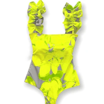 Sexy Plavky Prehrabať Popruh Biquinis Feminino 2022 Plavky Žltá Tlač Plavky Brazílske Bikini Set Mujer Pláž Nosiť