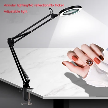 Skladacia Stolná Lampa Veľké 8X USB LED Magnifying Glass, 3 Farby Osvetlené zväčšovacie sklo Loupe Čítanie/Prepracovať/Spájkovanie/starostlivosť o pleť Nástroj