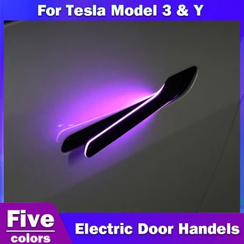 Carbar Vonkajšie Kľučky Dverí pre Tesla Model 3 Y Auto Smart Elektrický Mimo Rukoväť s Vitajte LED Svetlo sa Automaticky Otvoriť