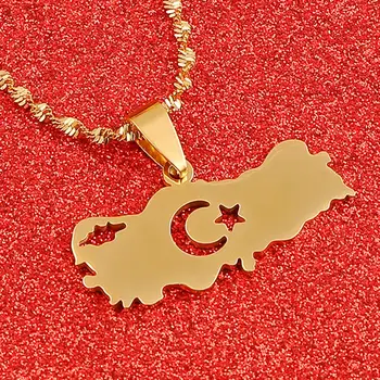 Z nehrdzavejúcej Ocele Módne Turecko Náhrdelník Prívesok pre Ženy, Mužov, Mapy, Vlajky Šperky