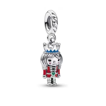 Zimné nové rýdzeho striebra 925 v tvare srdca robot Vianočné jeleň snowflake prívesok fit pôvodné Pandora náramok DIY šperky