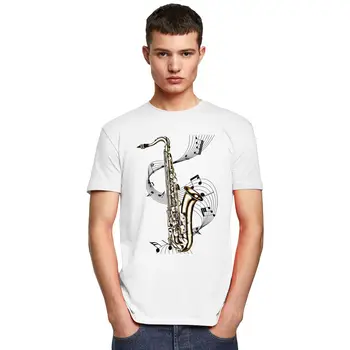 Klasická Móda Saxofón Tričko Mužov Krátke Rukáv Sax Milenca T-shirt Saxofonista Darček Letné Tričko Bavlna Hudby Tričko Tovaru