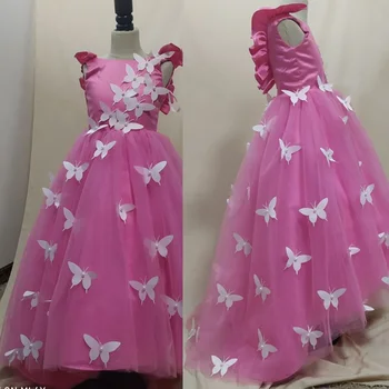 Motýľ PearlsFlower Dievča Šaty pre Svadobné Elegantné Narodeniny Šaty, Krátky Rukáv, plesové Šaty, TUTU Roztomilý Princezná Šaty Deti